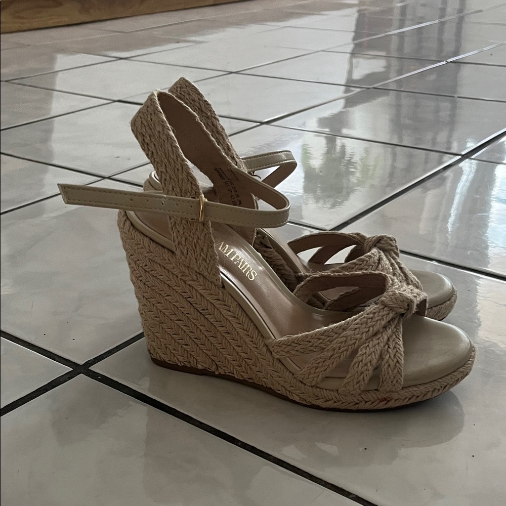 Alfani Women's Cream Woven Wedge Sandals